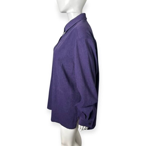 Vintage Classic Elements Shirt Womens XL Purple Faux Suede Relaxed Western Boho - Picture 2 of 8